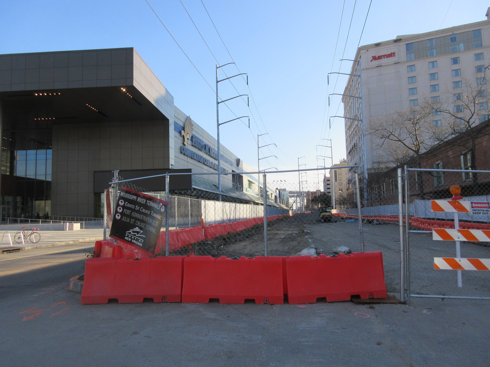 The convention center's downriver end at Julia Street, seen in 2019 during reconstruction work. Ophthalmology Times calls AAO the world's largest congress for eye-care professionals.