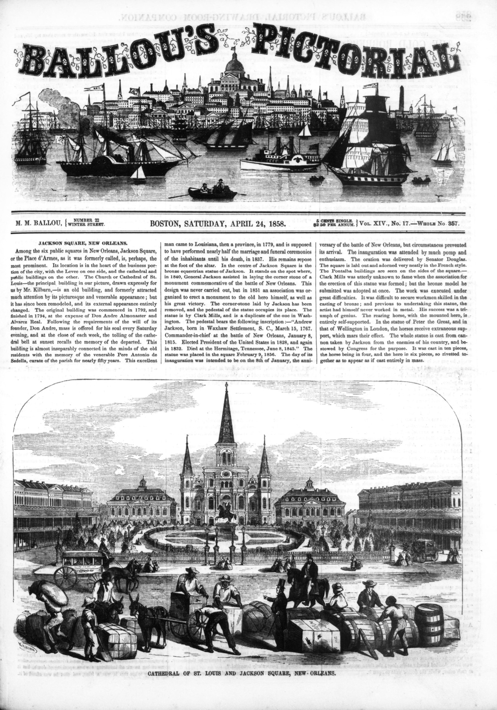 Jackson Square in 1858. New Orleans has debated its budgets for generations; the arithmetic changes, the stakes do not.