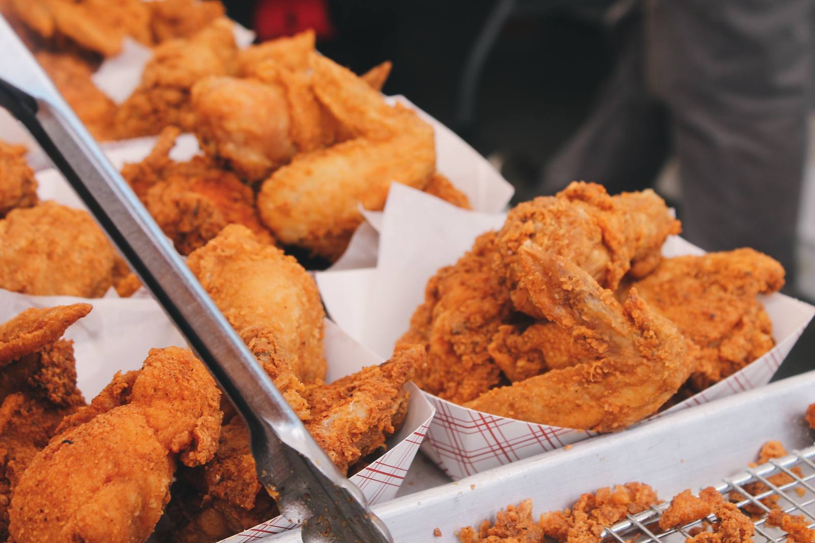 Trays of fried chicken, festival style. More than 40 restaurants are competing for Best Fried Chicken and Best Use of Fried Chicken in a Dish.