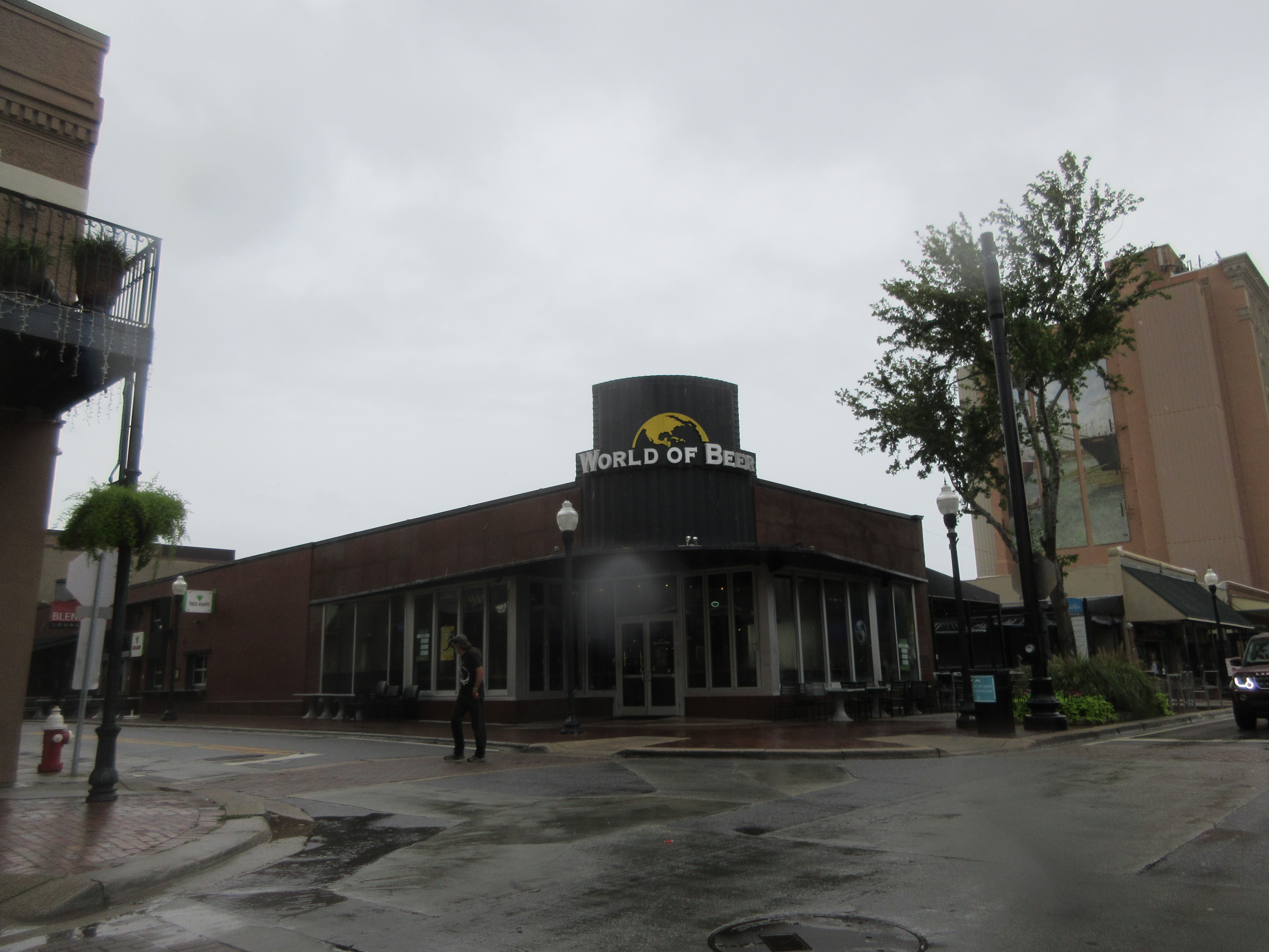 Rain falls on Palafox Street in downtown Pensacola. The storm came ashore near Destin on Friday night as a Category 2 hurricane with 105 mph winds, then weakened as it moved inland across Alabama.