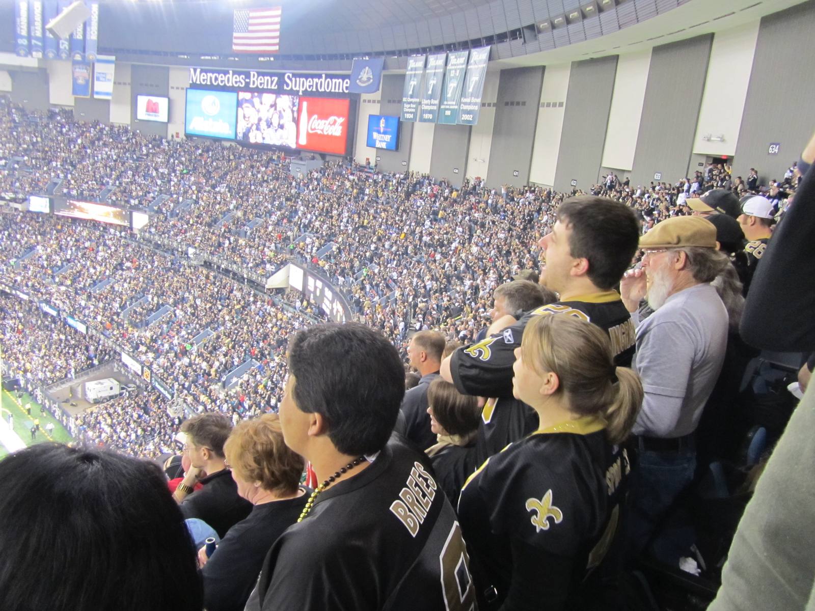 Saints fans pack the Superdome, decked in black and gold. New Orleans hosts Atlanta on Monday Night Football at 8:15 p.m. ET on ESPN.